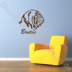 Bordeaux Dogge Kopf Wandtattoo