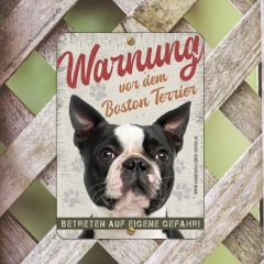Boston Terrier Warnschild A5