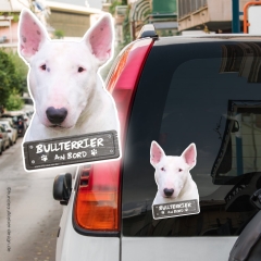 Bullterrier (weiß) an Bord Autoaufkleber